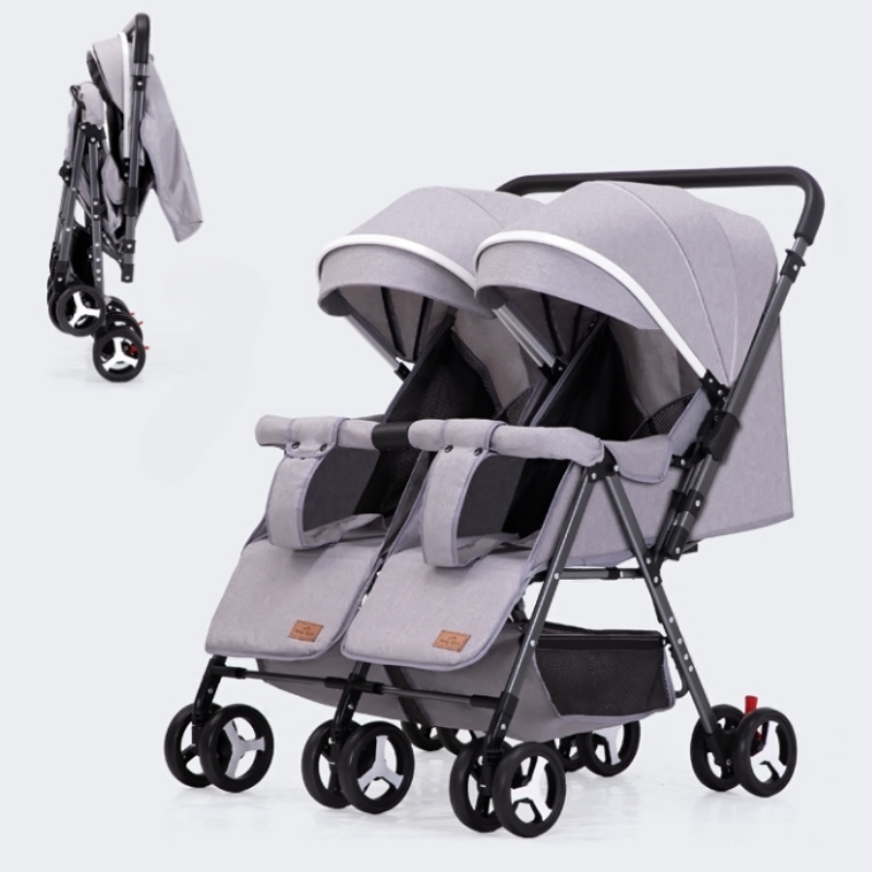 Lightweight Foldable Twin Umbrella Stroller Double Stroller Sit Lying Side By Side With Universal 0