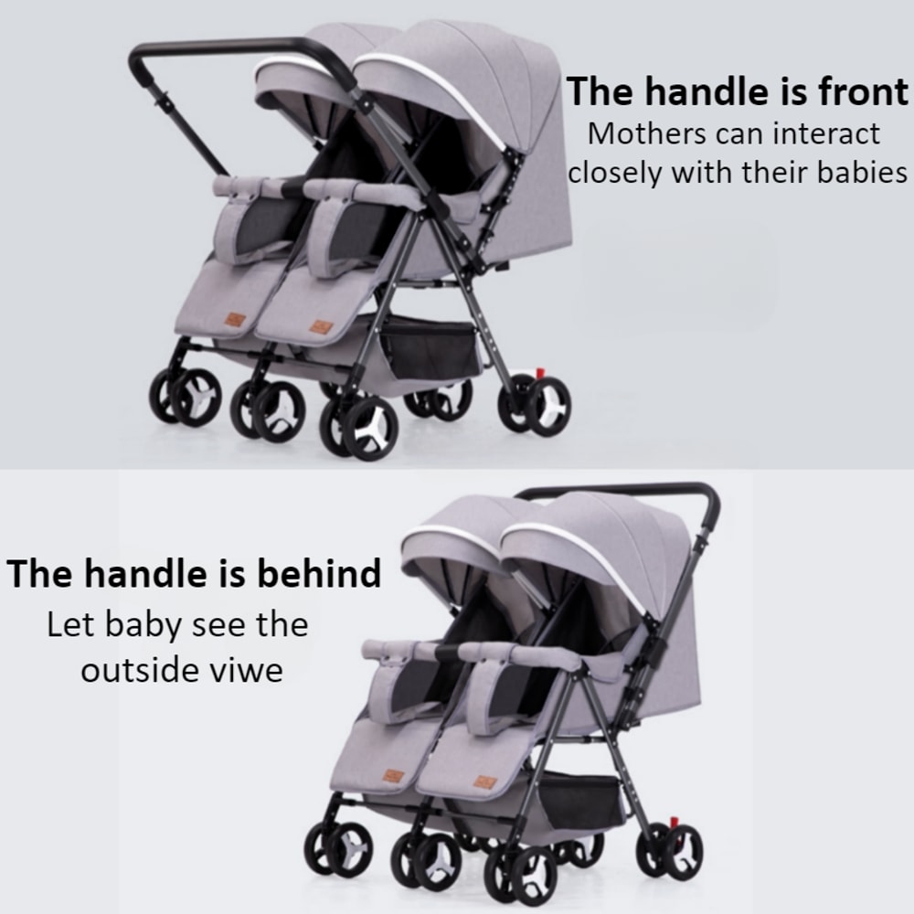 Lightweight Foldable Twin Umbrella Stroller Double Stroller Sit Lying Side By Side With Universal 4