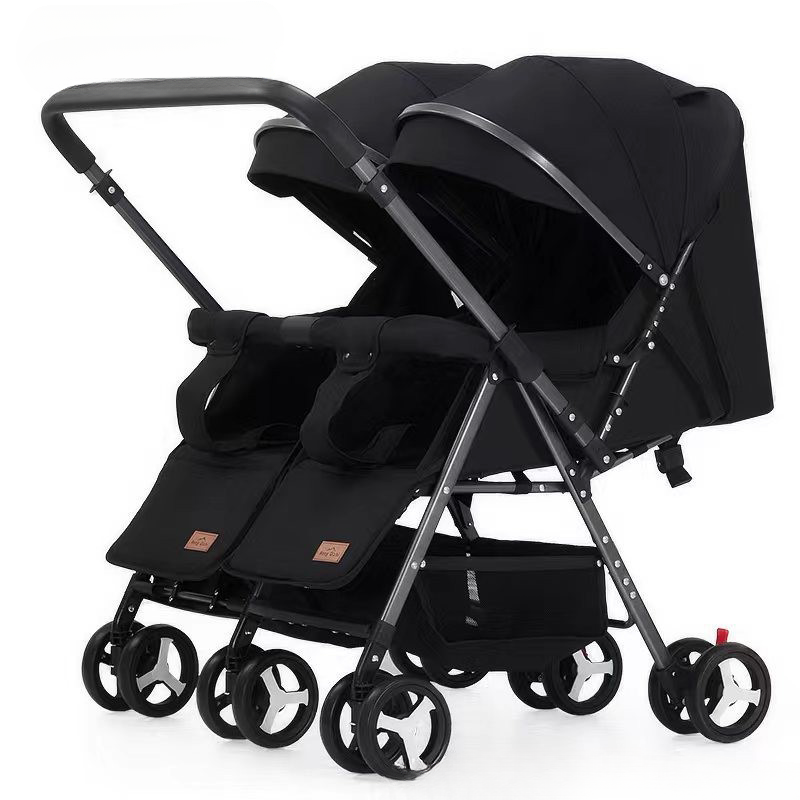Lightweight Foldable Twin Umbrella Stroller Double Stroller Sit Lying Side By Side With Universal 7