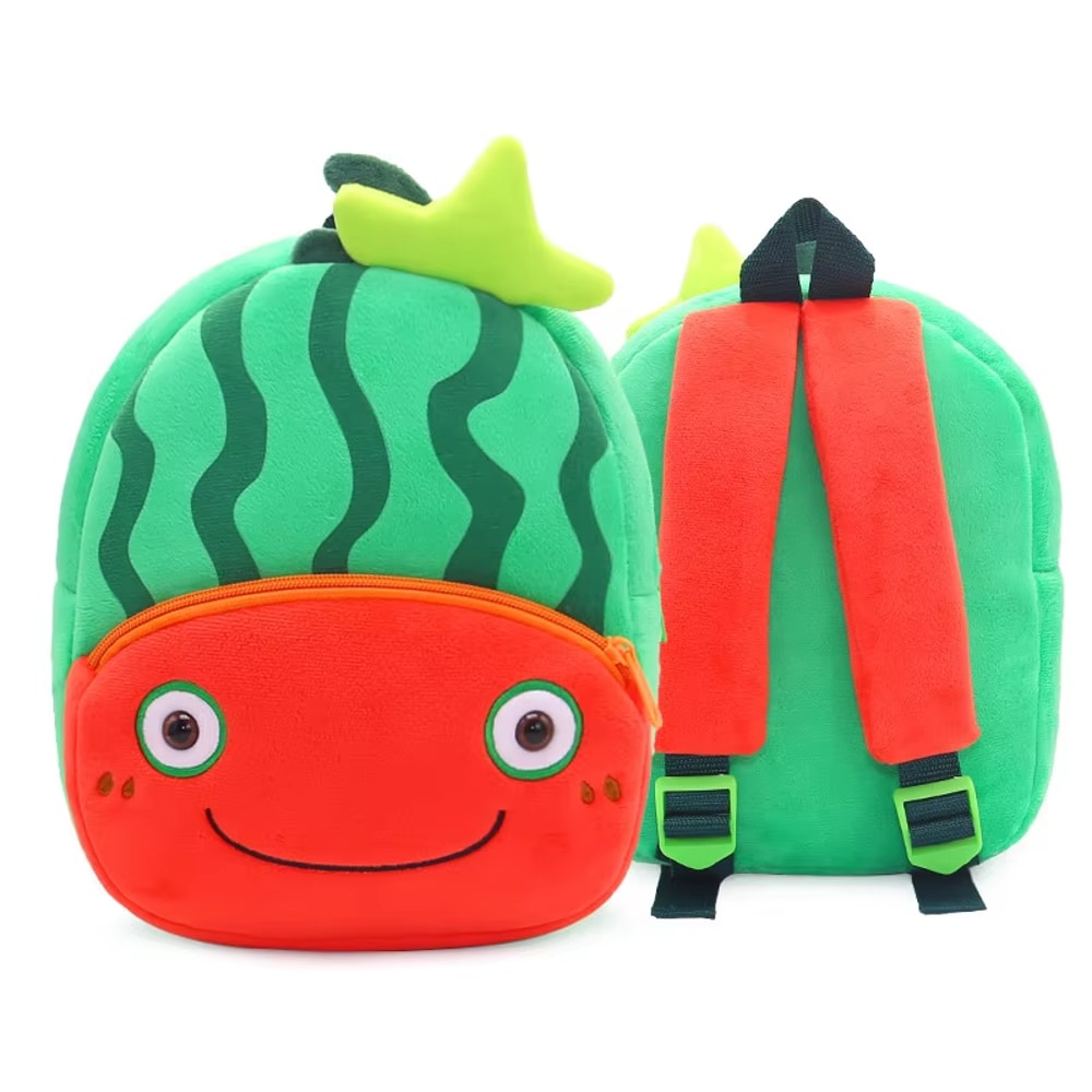 Mini Plushie Avocado Pumpkin Strawberry Backpack, Cute Cartoon Toddlers Schoolbag for Kids, Kindergarten Bookbag
