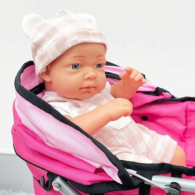 Folding Baby Doll Stroller, Role Play House Doll Accessories, Foldable Pram for Boys and Girls