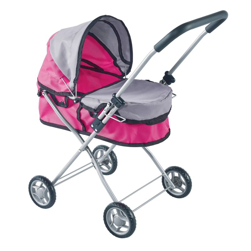 Folding Baby Doll Stroller, Role Play House Doll Accessories, Foldable Pram for Boys and Girls