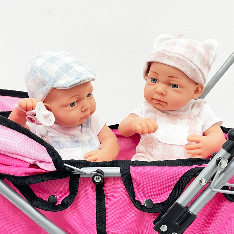 Folding Baby Doll Stroller, Role Play House Doll Accessories, Foldable Pram for Boys and Girls