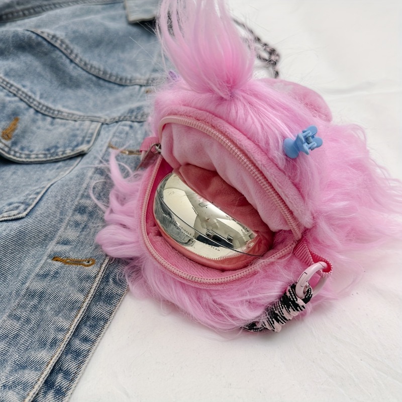 Cute Doll Personality Plush Toy, Fun Long Hair Braided Crossbody Bag, Funny Plush Shoulder Bag