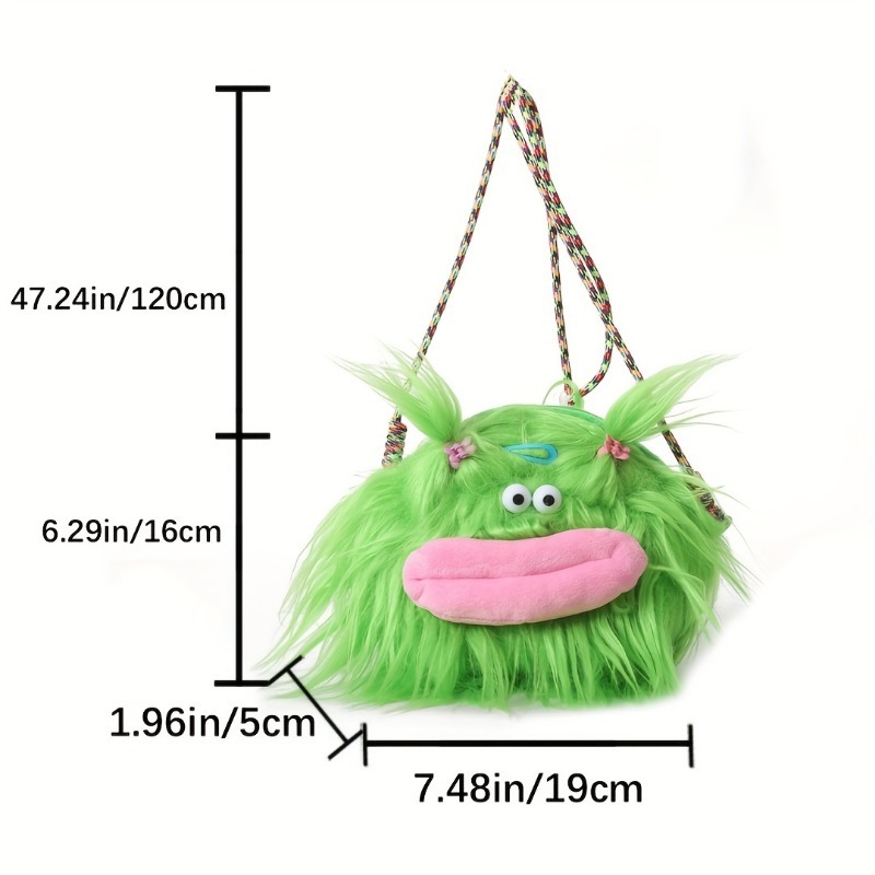 Cute Doll Personality Plush Toy, Fun Long Hair Braided Crossbody Bag, Funny Plush Shoulder Bag