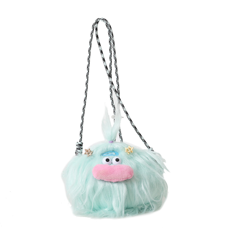 Cute Doll Personality Plush Toy, Fun Long Hair Braided Crossbody Bag, Funny Plush Shoulder Bag