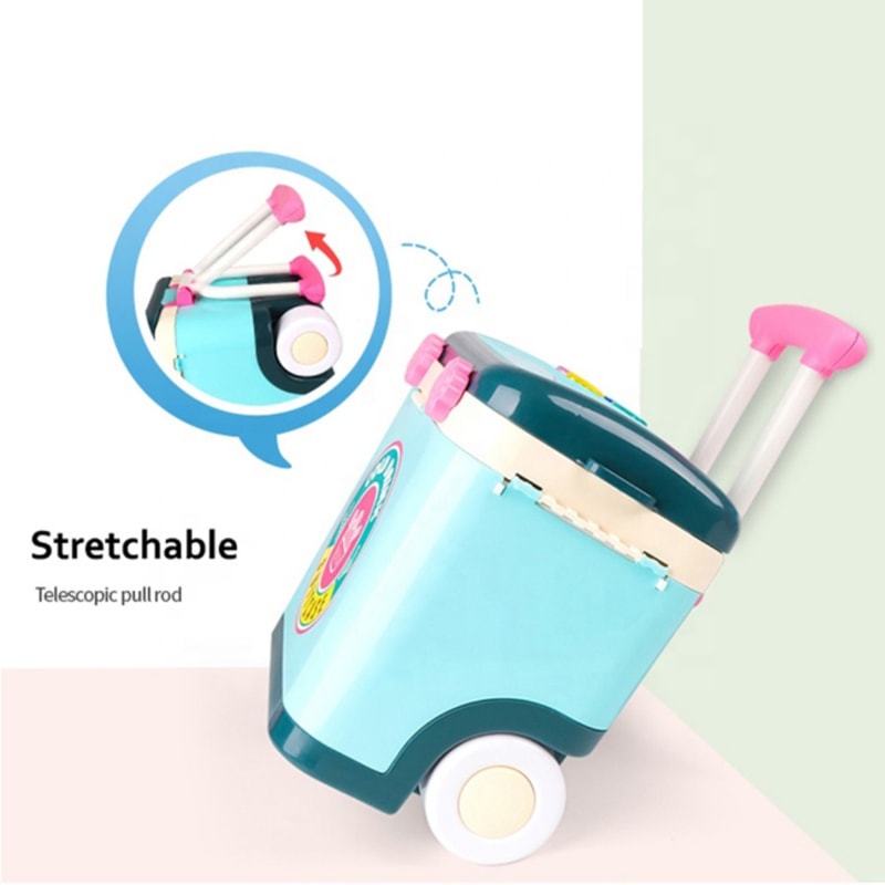 Pretend Play Ice Cream Shop Set Suitcase Dessert Cart Toys Storage Trolley Table Fun Gift For Kids 4