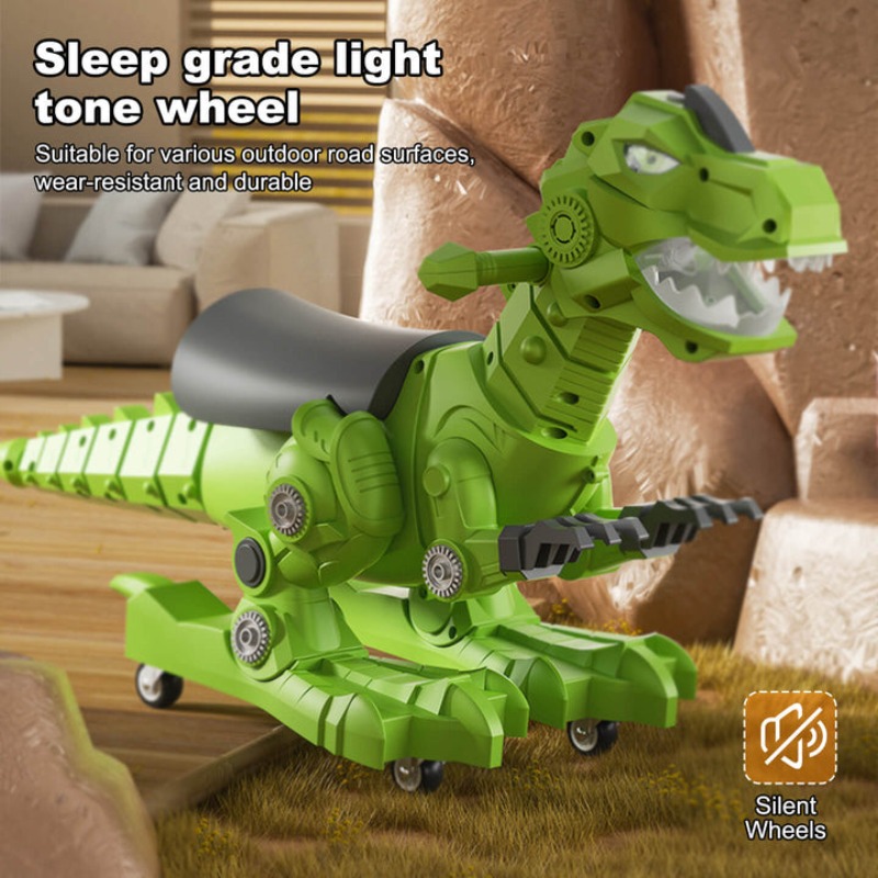 Dinosaur Ride On Cars With Music Light Mist Spray Wagging Tail For Toddlers Indoor Outdoor Birth 5