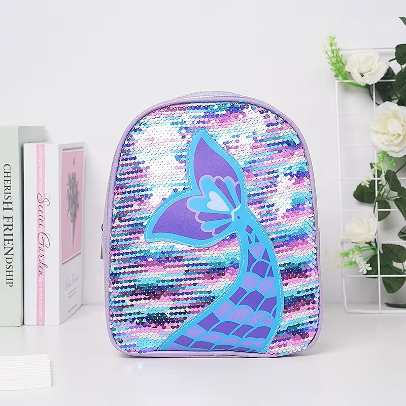 Girls Cartoon Unicorn Sequin Schoolbag, Transparent Butterfly Wings Backpack for Toddlers, Waterproof Bookbag