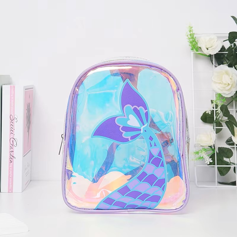 Girls Cartoon Unicorn Sequin Schoolbag, Transparent Butterfly Wings Backpack for Toddlers, Waterproof Bookbag