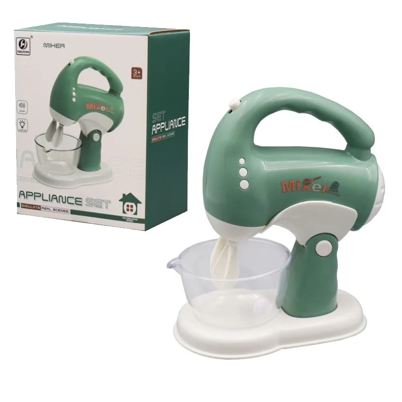 Kids Kitchen Playset with Sound & Light, Coffee Maker, Toaster, Blender, Mixer, Pretend Play Appliance Set