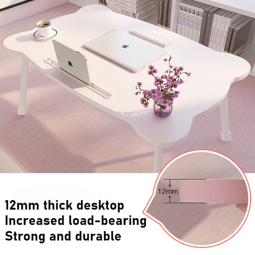 Cute Bear Bed Desk With Cup Holder Foldable Laptop Table Waterproof Antislip Tatami Table For Dormi