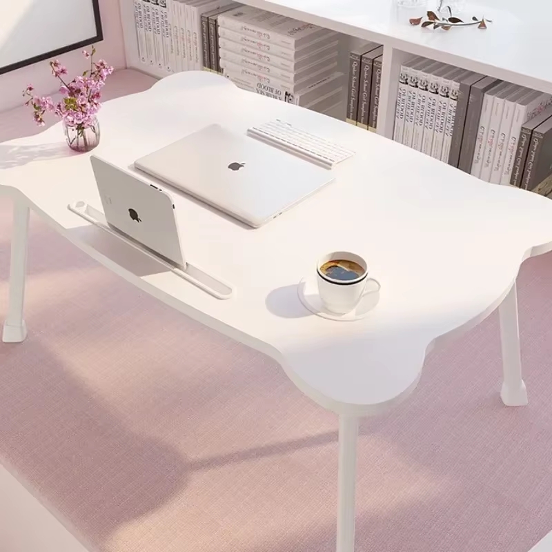 Cute Bear Bed Desk With Cup Holder Foldable Laptop Table Waterproof Antislip Tatami Table For Dormi