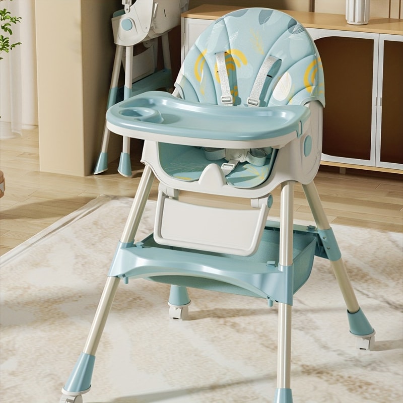 Foldable Baby High Chair, Convertible Infant Chair, Rocking Chair with Lockable Wheels