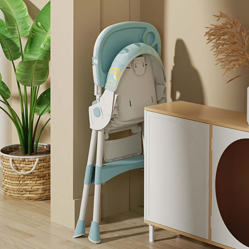 Foldable Baby High Chair, Convertible Infant Chair, Rocking Chair with Lockable Wheels