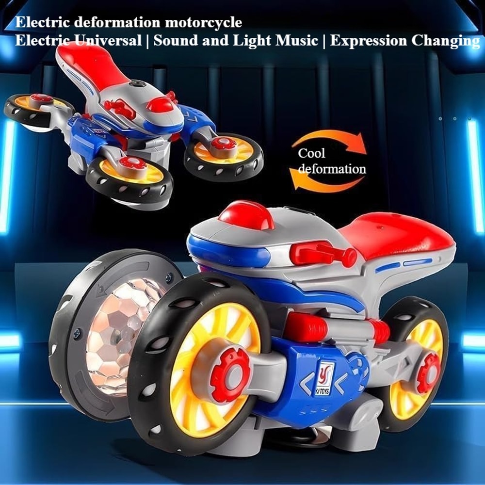 Universal Car Toy With Light Music Deformation Motorcycle Toy Stunt Rotating For Toddlers 2