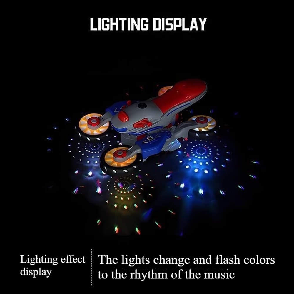 Universal Car Toy With Light Music Deformation Motorcycle Toy Stunt Rotating For Toddlers 3