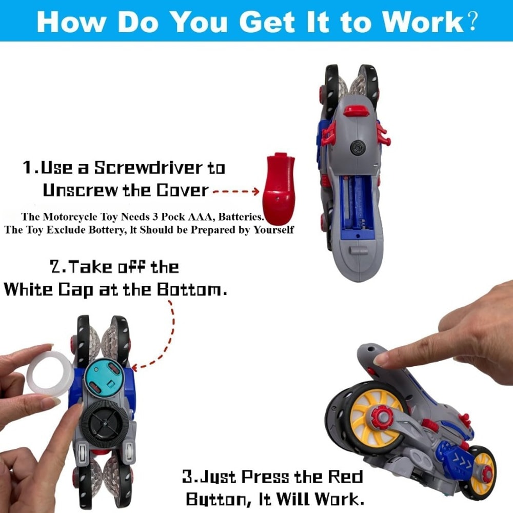 Universal Car Toy With Light Music Deformation Motorcycle Toy Stunt Rotating For Toddlers 5
