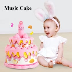 pretend play birthday cake toy with music & lights, dessert toy gift for toddlers, princess tea time kitchen toy for boy