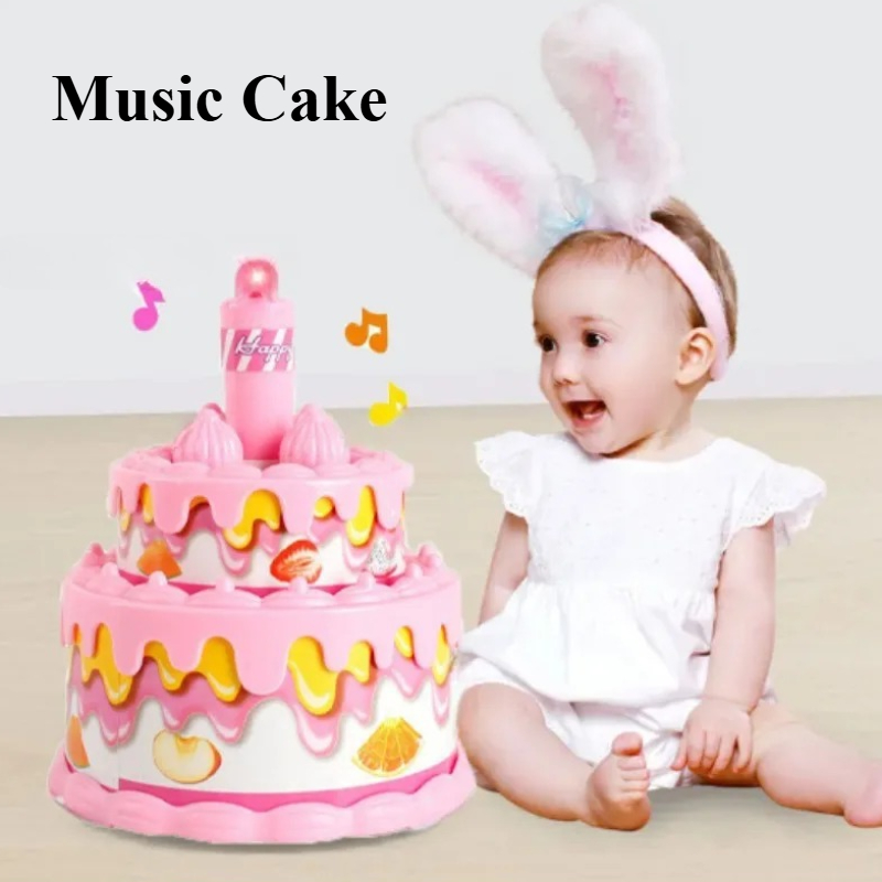 Pretend Play Birthday Cake Toy With Music Lights Dessert Toy Gift For Toddlers Princess Tea Time K 0
