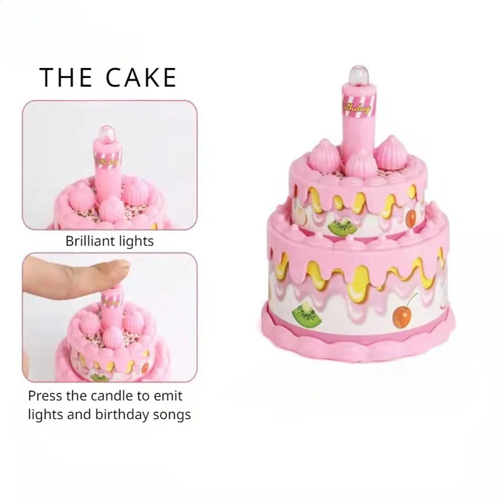 Pretend Play Birthday Cake Toy With Music Lights Dessert Toy Gift For Toddlers Princess Tea Time K 1