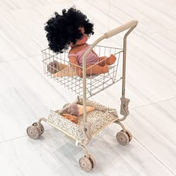 shopping cart toy with storage bags, foldable dollhouse grocery cart for girls, perfect christmas gift for pretend play