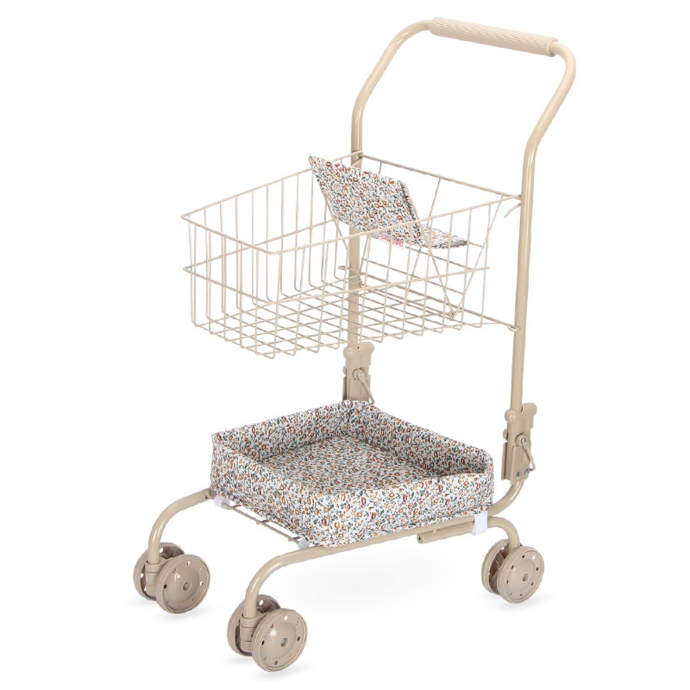 Shopping Cart Toy with Storage Bags, Foldable Dollhouse Grocery Cart for Girls, Perfect Christmas Gift for Pretend Play