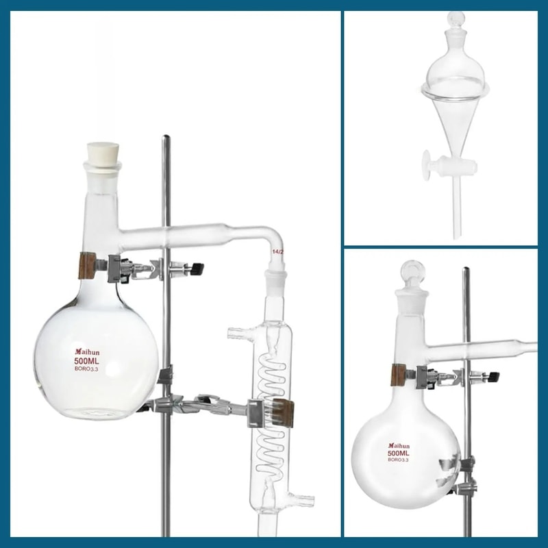 Glass Distillation Apparatus Set, Home Distiller for Moonshine, Alcohol Distiller Chemistry Lab Kit