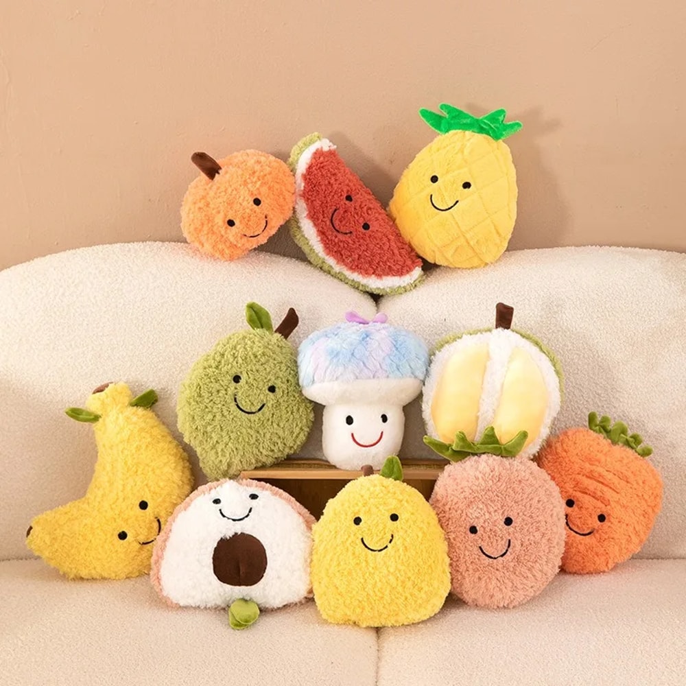 Stuffed Fruit Toys, Cute Mango, Watermelon, Avocado, Strawberry, Sensory Gift for Birthday, Fun Plush Decor