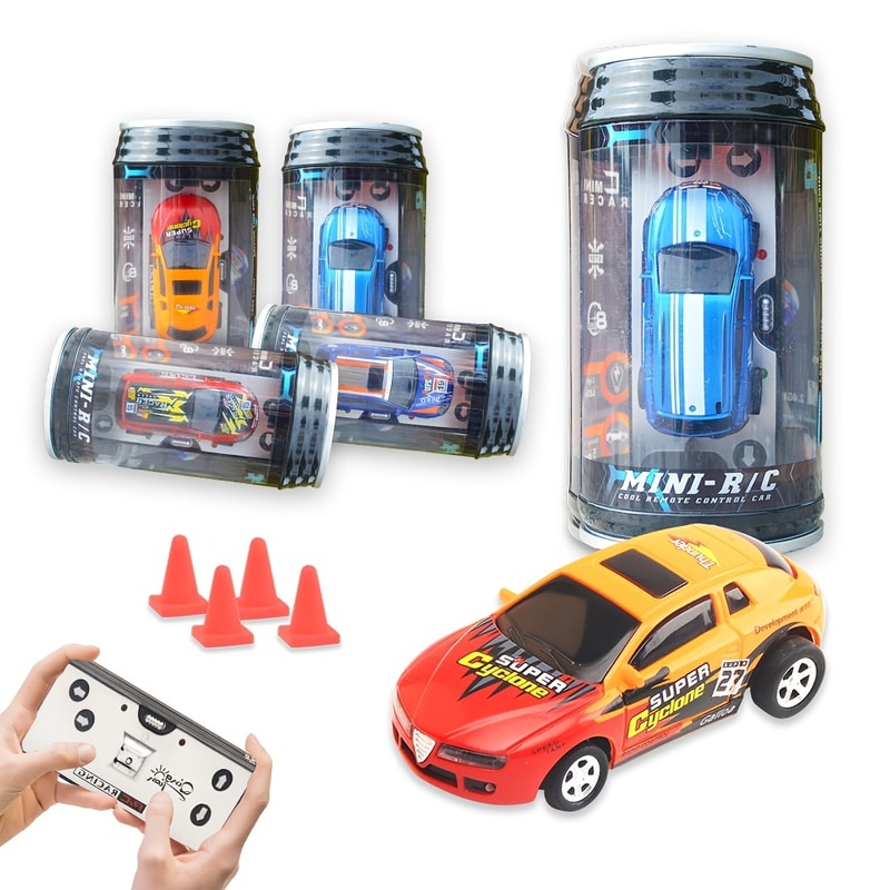 Coke Can Speed Mini Electric RC Car, Micro Racing Car with LED Lights, Remote Control Car Toys for Boys and Girls