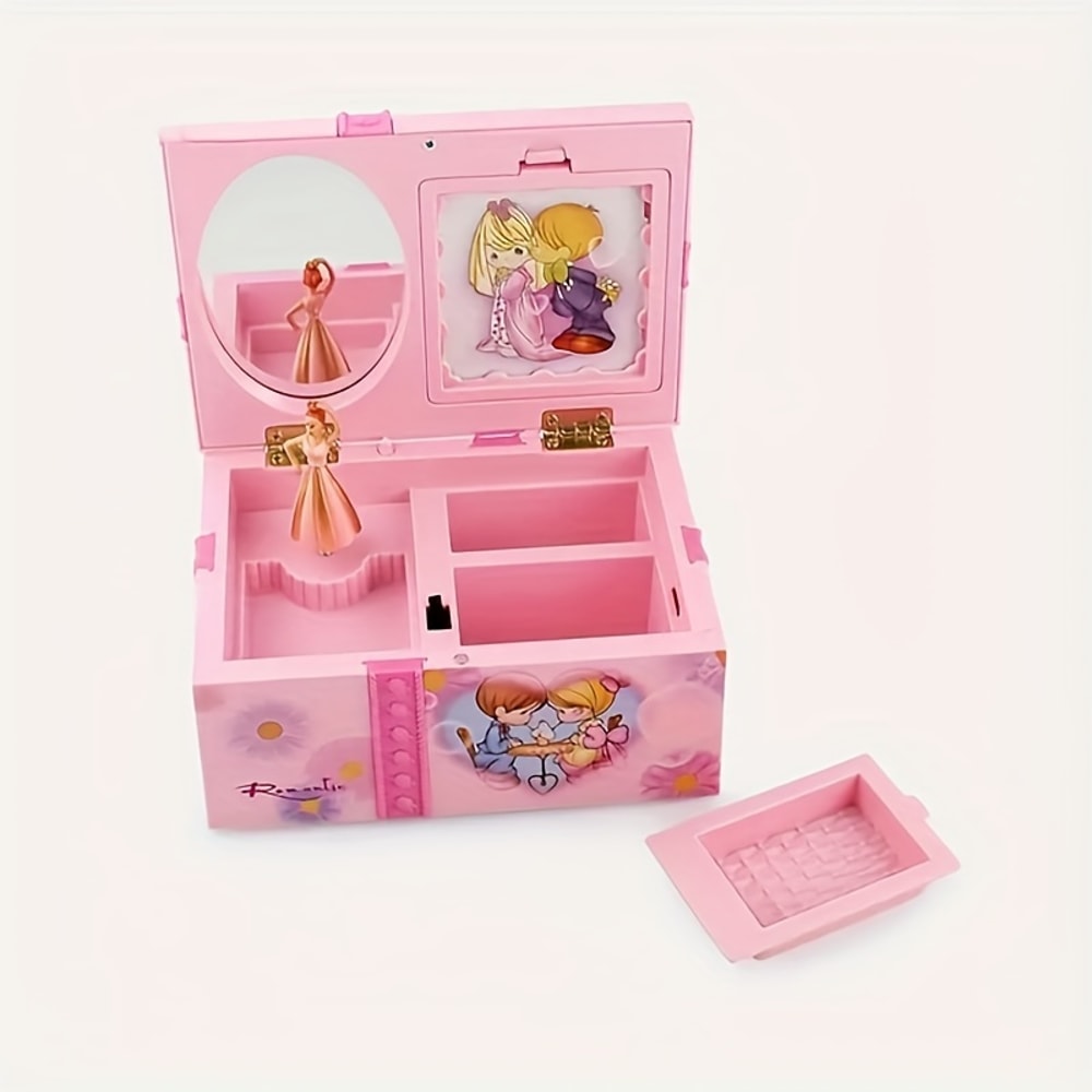 Music Box Girls with Ballerina Jewelry Box, Spinning Drawer for Necklace and Bracelet Storage