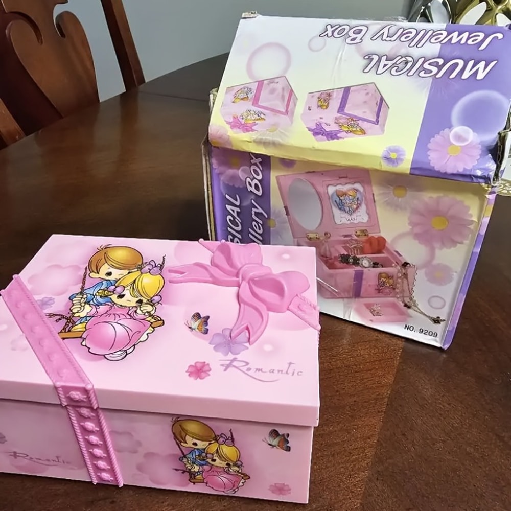 Music Box Girls with Ballerina Jewelry Box, Spinning Drawer for Necklace and Bracelet Storage