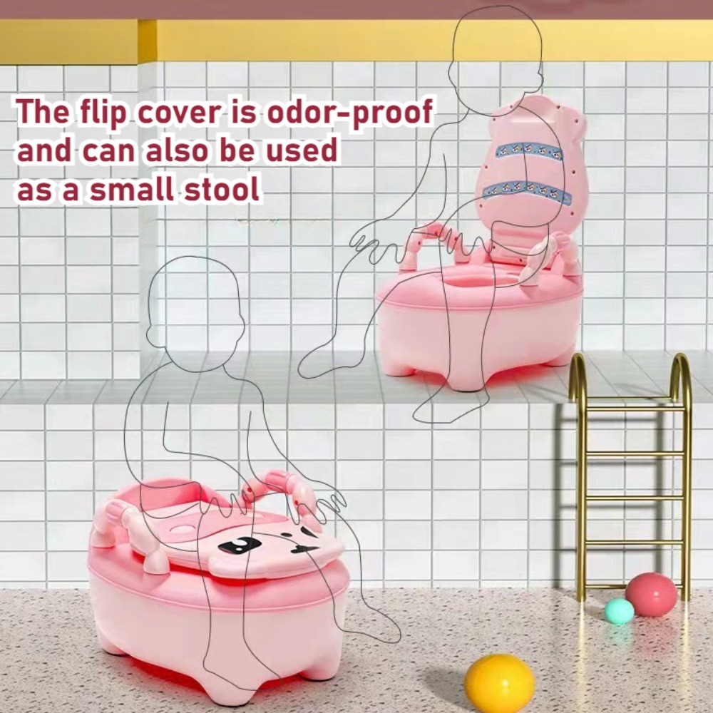 Cute Animal Toddler Toilet Training Potty Chair, Built-in Splash Guard, Slip-Resistant Base, Removable Bowl for Toddlers