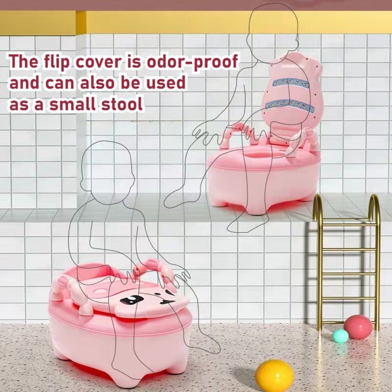 Cute Animal Toddler Toilet Training Potty Chair, Built-in Splash Guard, Slip-Resistant Base, Removable Bowl for Toddlers