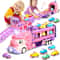 Unicorn Truck Car Toys for Toddler Girl, Foldable Race Track with Light & Sound, Friction Power Princess Car Gift for