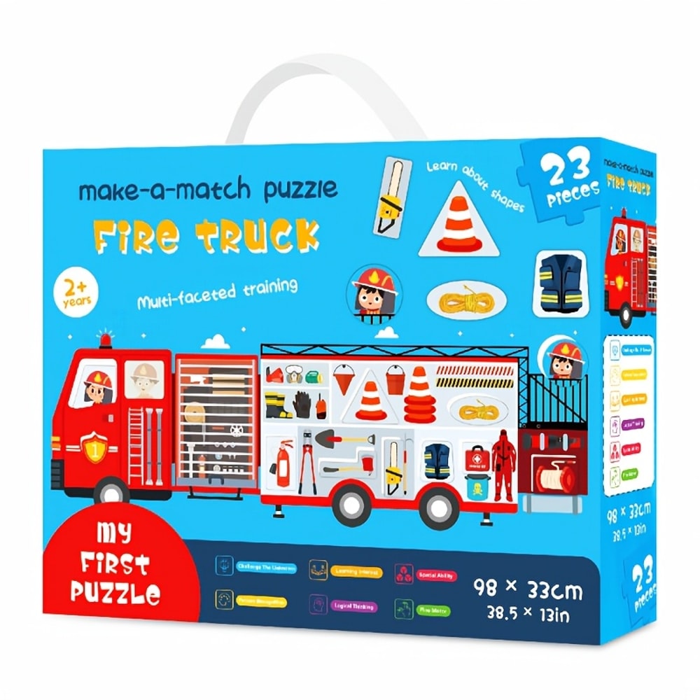 Jumbo Fire Truck Floor Puzzle, Toddler Puzzle Toys for Kids, Firefighters Rescue Jigsaw, Ambulance Puzzle for Boys