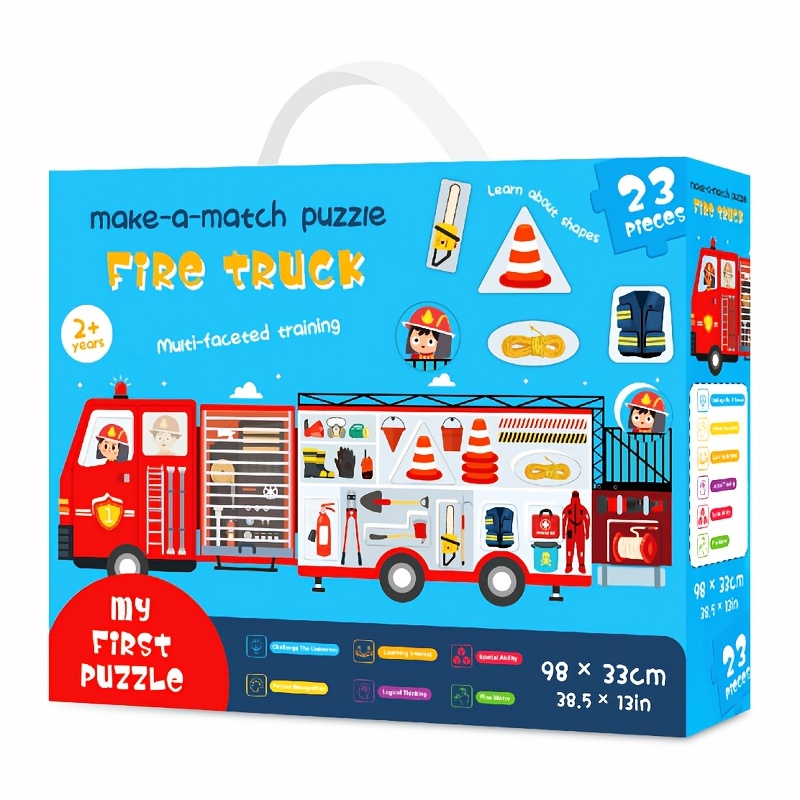 Jumbo Fire Truck Floor Puzzle, Toddler Puzzle Toys for Kids, Firefighters Rescue Jigsaw, Ambulance Puzzle for Boys