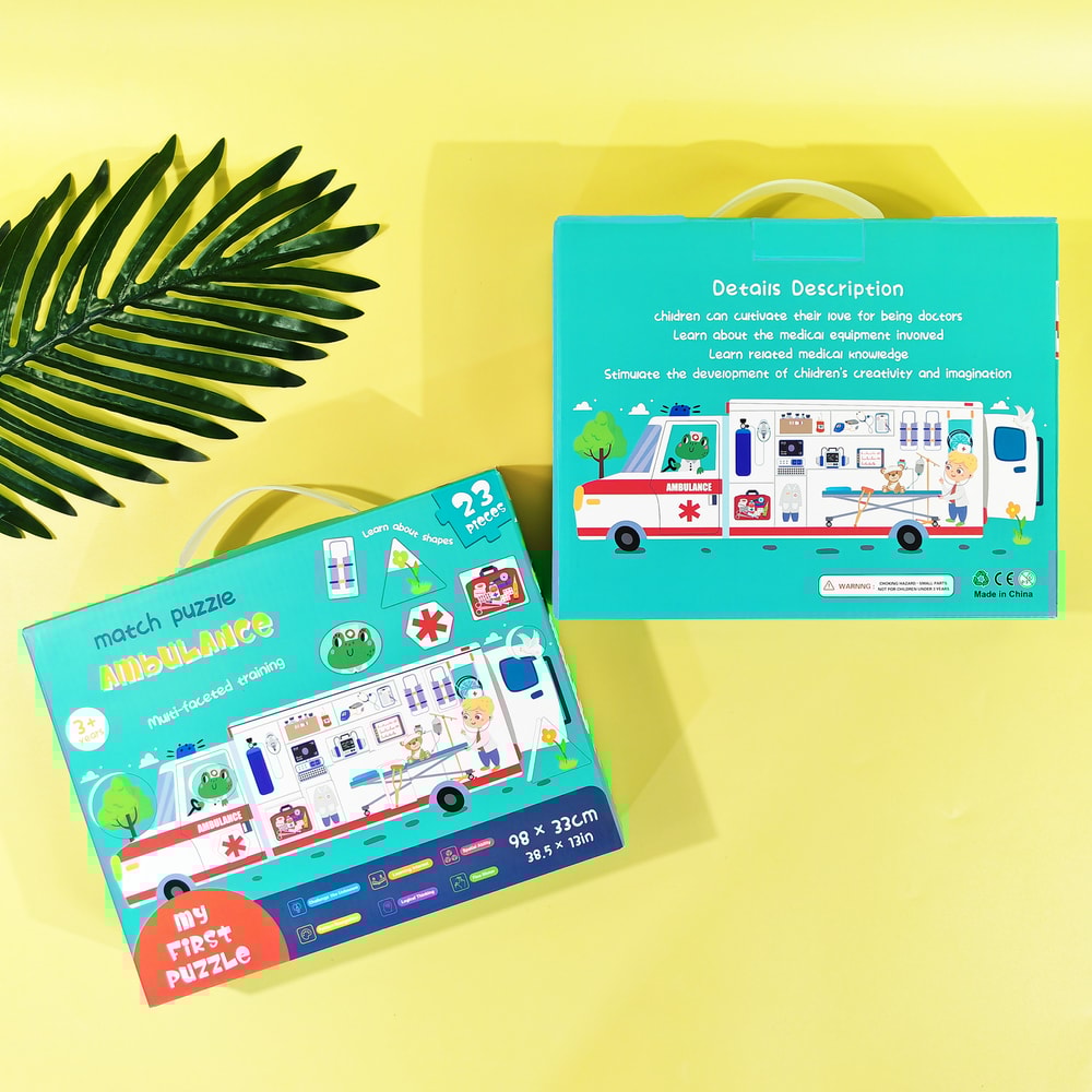 Jumbo Fire Truck Floor Puzzle, Toddler Puzzle Toys for Kids, Firefighters Rescue Jigsaw, Ambulance Puzzle for Boys