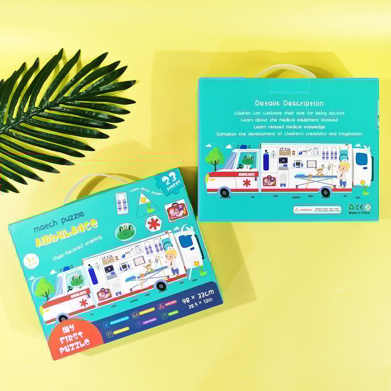 Jumbo Fire Truck Floor Puzzle, Toddler Puzzle Toys for Kids, Firefighters Rescue Jigsaw, Ambulance Puzzle for Boys