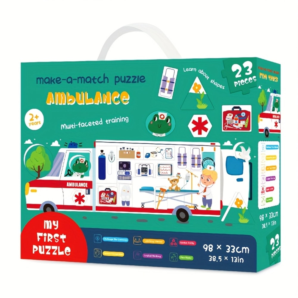 Jumbo Fire Truck Floor Puzzle, Toddler Puzzle Toys for Kids, Firefighters Rescue Jigsaw, Ambulance Puzzle for Boys