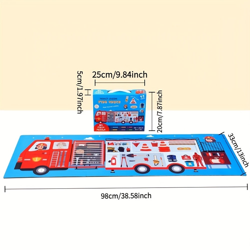 Jumbo Fire Truck Floor Puzzle, Toddler Puzzle Toys for Kids, Firefighters Rescue Jigsaw, Ambulance Puzzle for Boys