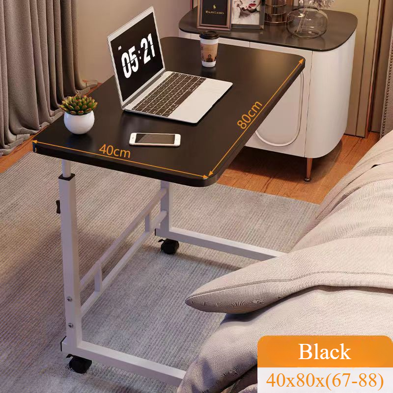 Oversized Bedside Desk with Universal Wheels, Adjustable Height Portable Laptop Desk for Dormitory Study