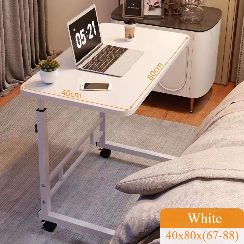 Oversized Bedside Desk with Universal Wheels, Adjustable Height Portable Laptop Desk for Dormitory Study