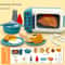 Pretend Play Kitchen for Boys & Girls, Kids Cooking and Baking Playset, Rice Cooker, Microwave, Gas Refrigerator