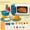 Pretend Play Kitchen for Boys & Girls, Kids Cooking and Baking Playset, Rice Cooker, Microwave, Gas Refrigerator