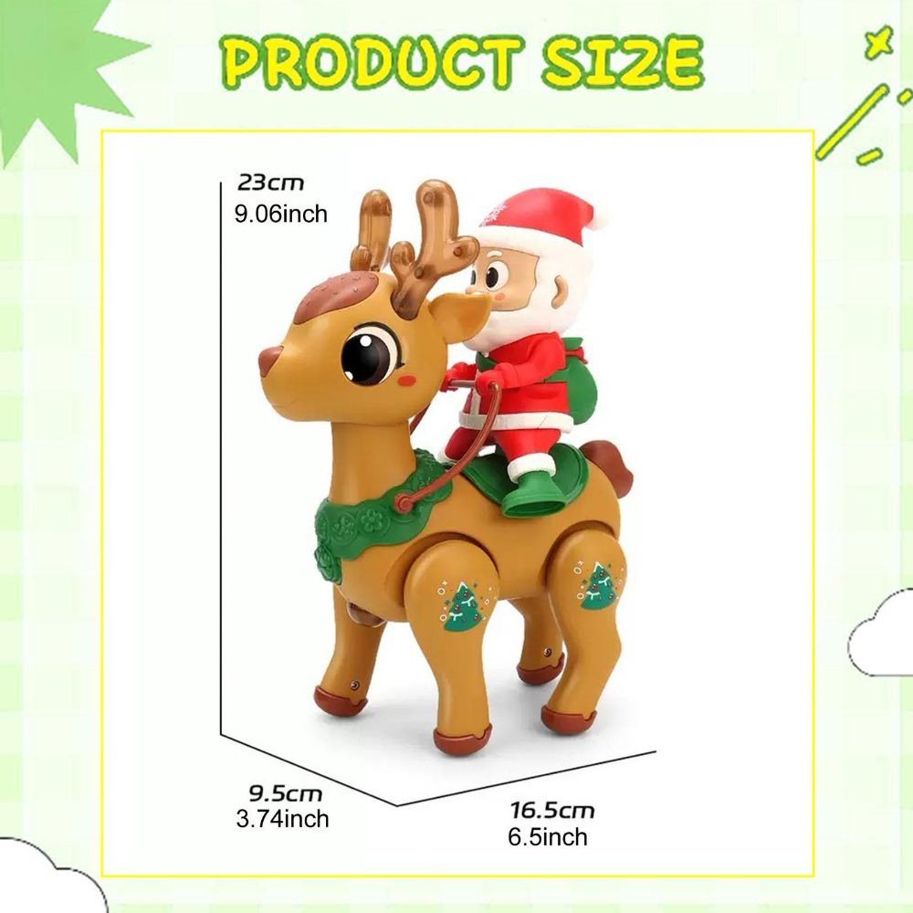 Electric Santa Claus Baby Toy with Elf, Light Up Music Tummy Time Crawling Toy, Christmas Gift for Kids