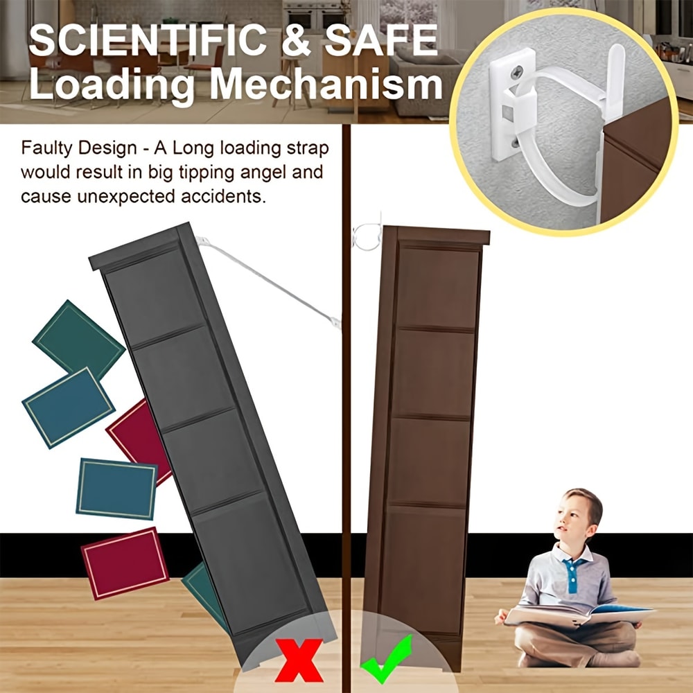 Furniture Anchors for Baby Proofing, Prevent Falling Anti Tip Earthquake Straps for Child Safety