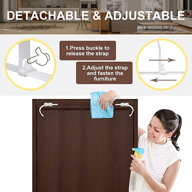 Furniture Anchors for Baby Proofing, Prevent Falling Anti Tip Earthquake Straps for Child Safety
