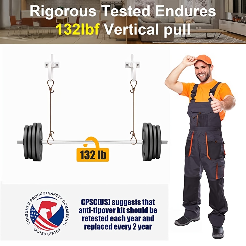 Furniture Anchors for Baby Proofing, Prevent Falling Anti Tip Earthquake Straps for Child Safety