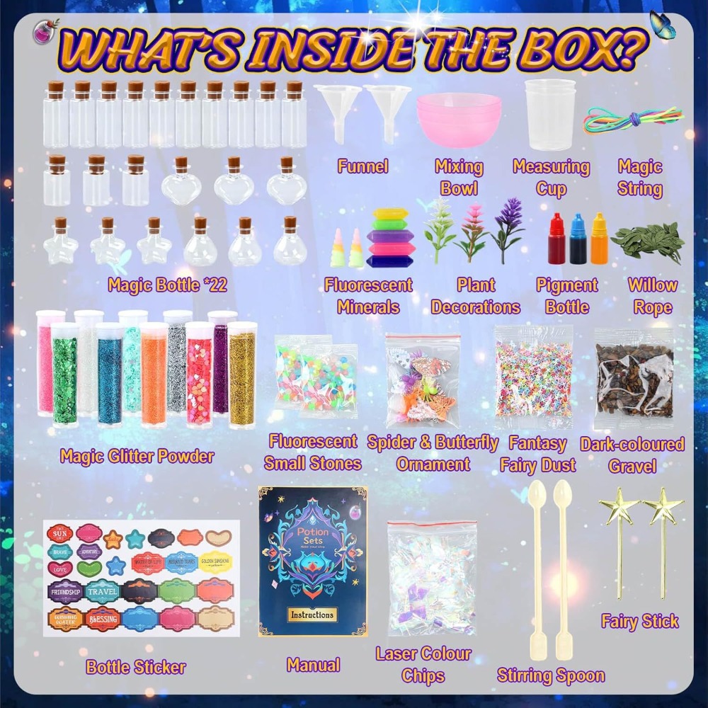 DIY Fairy Magic Potions Kit for Kids, Mixed Wizard Potion Bottles, Christmas Craft, Birthday Gifts for Girls Princess My